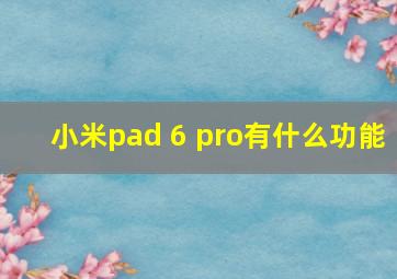 小米pad 6 pro有什么功能